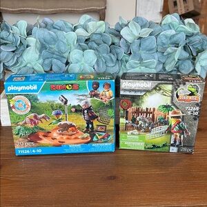 NWT 2 PACK PLAYMOBIL ‘Stegosaurus Nest with egg thief’ AND ‘Baby Spinosaurus’